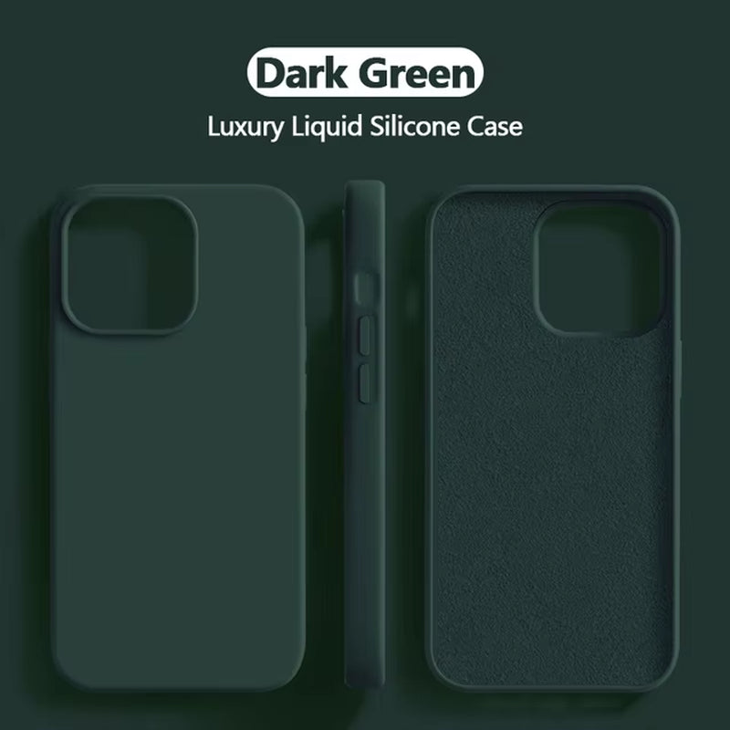 Original Liquid Silicone Phone Case for Iphone 15 14 11 12 13 Pro Max XR XS 7 8 plus SE Luxury Shockproof Back Cover Accessories