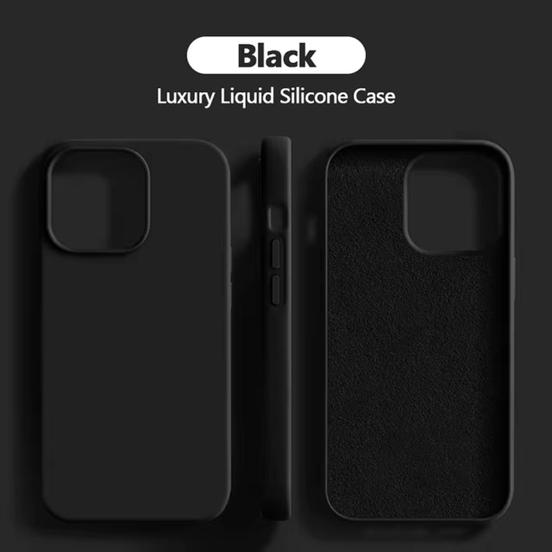 Original Liquid Silicone Phone Case for Iphone 15 14 11 12 13 Pro Max XR XS 7 8 plus SE Luxury Shockproof Back Cover Accessories