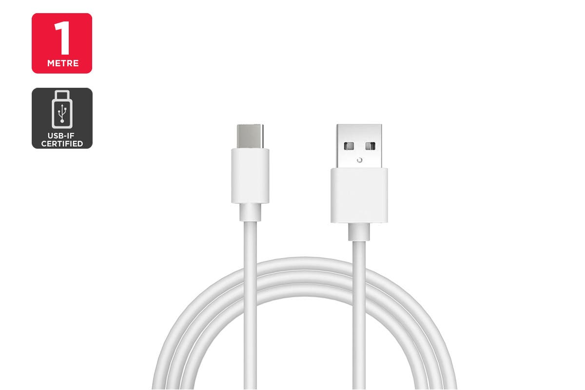 NNEKG USB C to USB A Cable IF Certified (White) (1m)-1