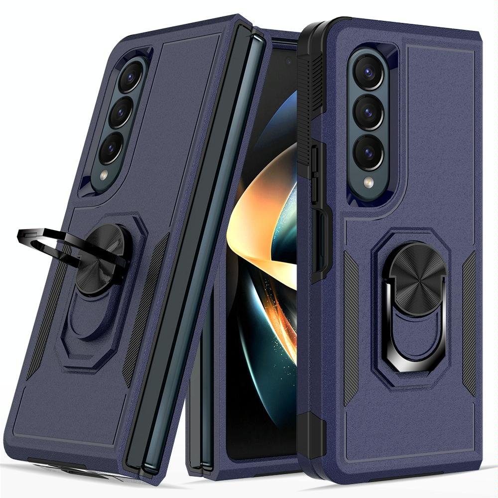 NNEDSZ Galaxy Z Fold 4 Tpu Shockproof Case With Ring - 2 In 1 Design - Pink
