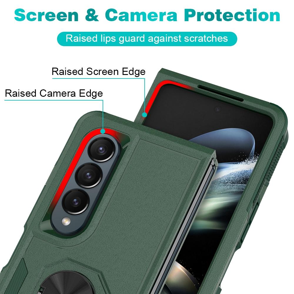 NNEDSZ Galaxy Z Fold 4 Tpu Shockproof Case With Ring - 2 In 1 Design - Pink