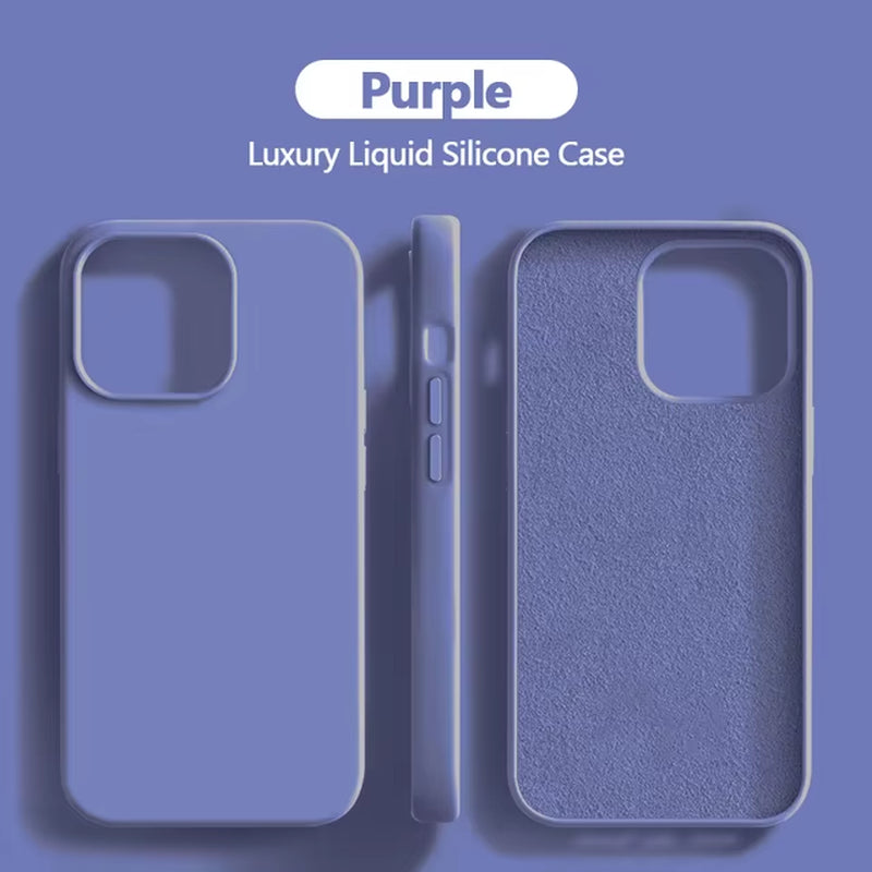 Original Liquid Silicone Phone Case for Iphone 15 14 11 12 13 Pro Max XR XS 7 8 plus SE Luxury Shockproof Back Cover Accessories