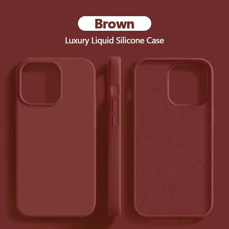 Original Liquid Silicone Phone Case for Iphone 15 14 11 12 13 Pro Max XR XS 7 8 plus SE Luxury Shockproof Back Cover Accessories