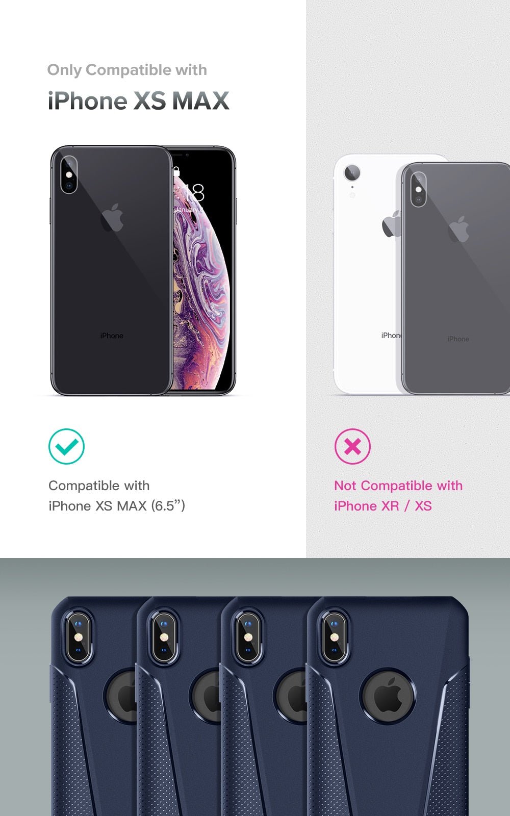 Case For iPhone Xs Max Case Anti-Slip Slim Shockproof Drop Protection Hybrid Matte Soft Phone Cover for iPhone Xs Max