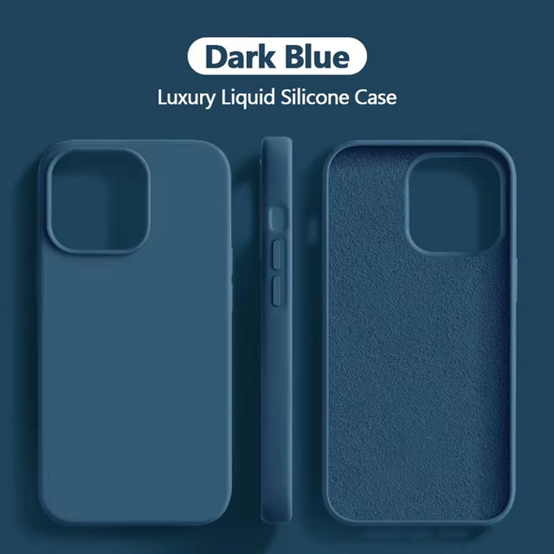 Original Liquid Silicone Phone Case for Iphone 15 14 11 12 13 Pro Max XR XS 7 8 plus SE Luxury Shockproof Back Cover Accessories