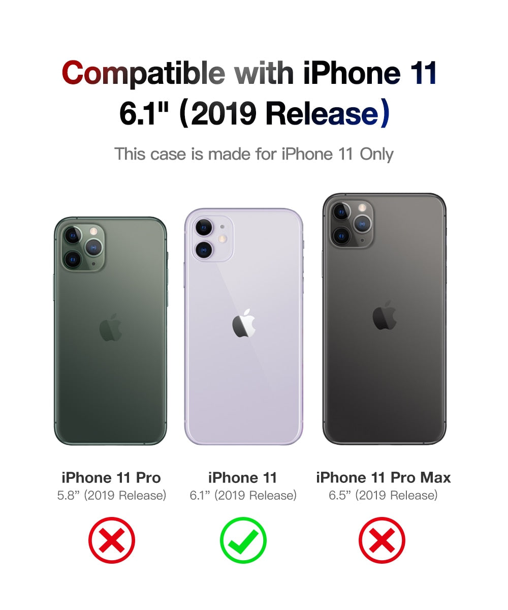 TPU Case For iPhone 11 Case Rugged Cell Phone Cases Heavy Duty Shockproof Drop Protection Cover For iPhone 11 6.1 Inch