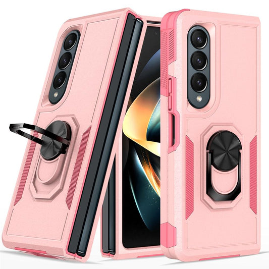 NNEDSZ Galaxy Z Fold 4 Tpu Shockproof Case With Ring - 2 In 1 Design - Pink